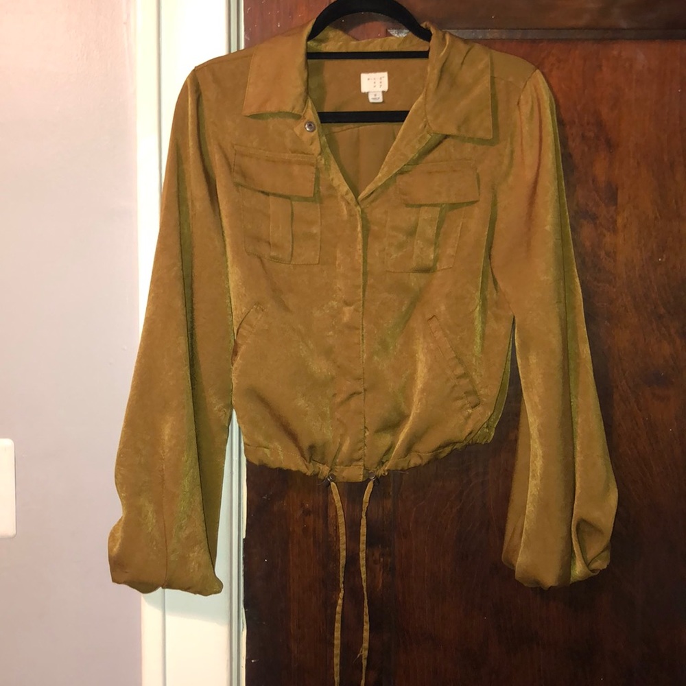 Olive / Gold Blouse with Bell Sleeves